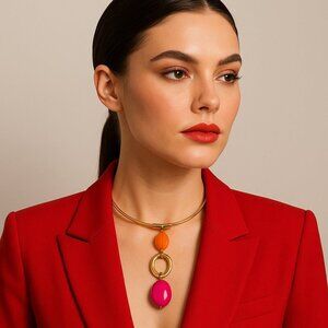 NWT Erica Lyons Statement Pendant Necklace – Bold Color & Modern Design